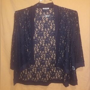 Meneor Blue Floral Lace Cardigan - One Size